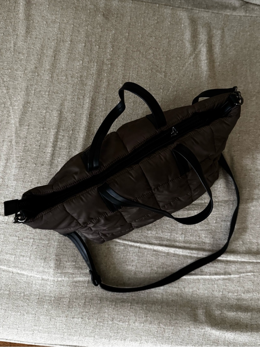 Brown Puffer Tote Bag